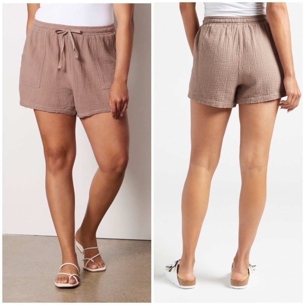 Bobi Ravi Cotton Gauze Drawstring Beach Pocket Short in Javi Size XL NWT!